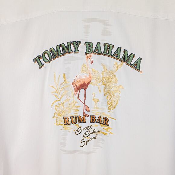 Tommy Bahama Men's 2XL Camp Shirt Rum Bar Embroidered Beige Silk - Picture 8 of 10